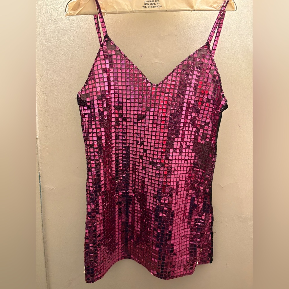 Mini pink dress back is sheer